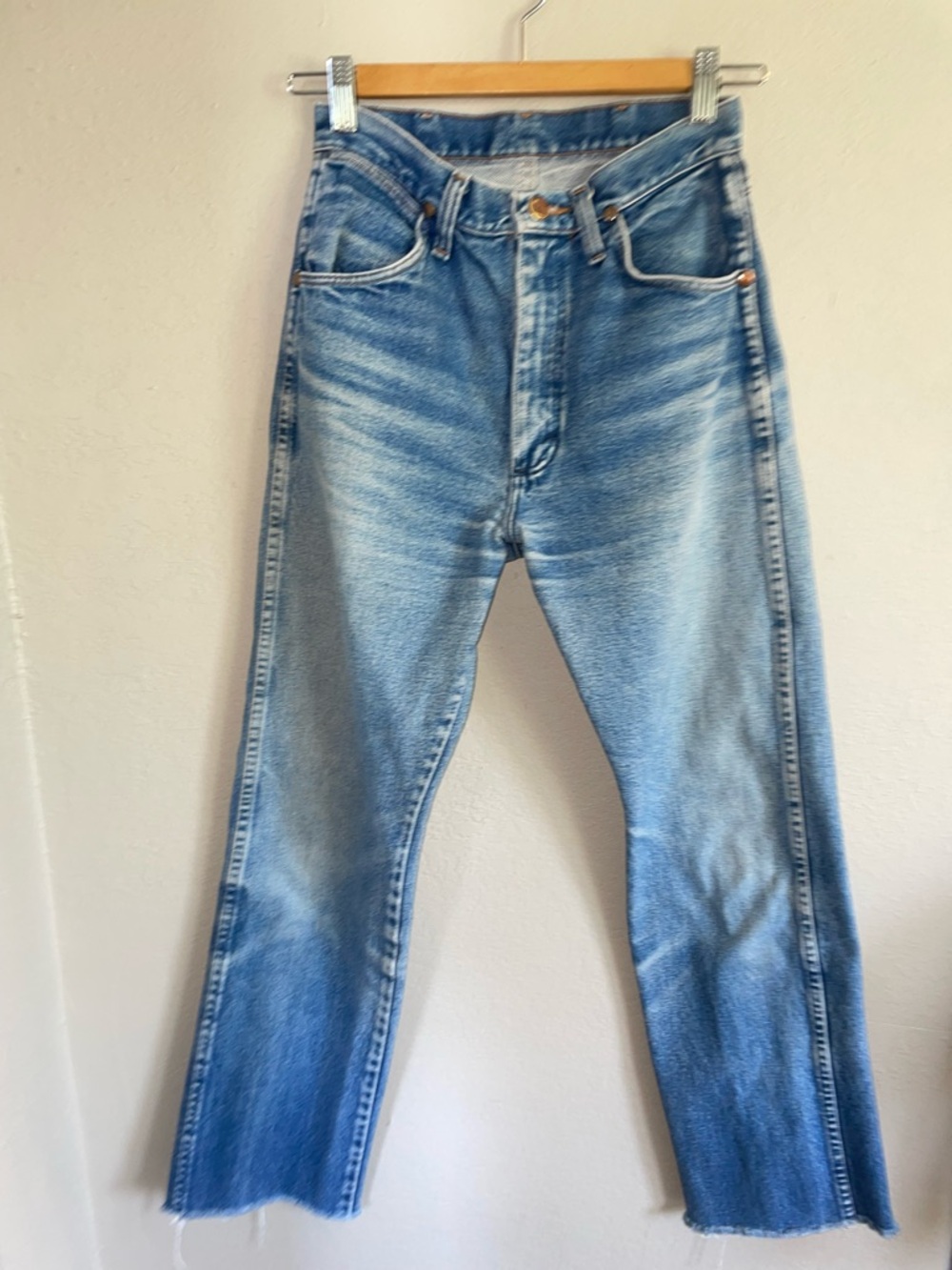 Wrangler Light Blue Distressed Straight Leg Jeans